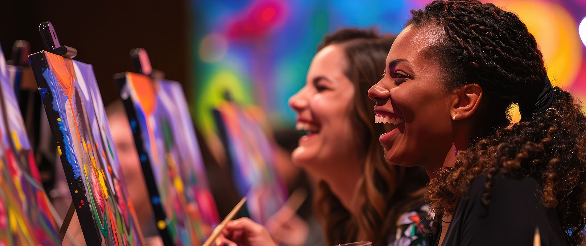 Ladies having fun at Paint Night